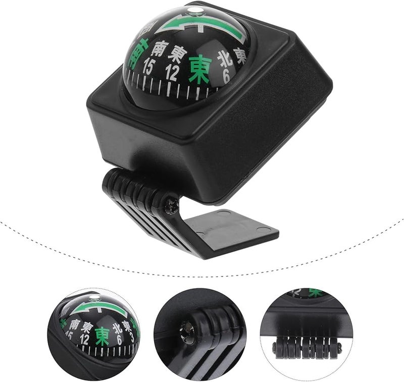 HIAKDOFT بوصلة لوحة القيادة للسيارة كرة دليل الاتجاه اكسسوارات السيارات للشاحنة القارب التخييم أسود - Image 5